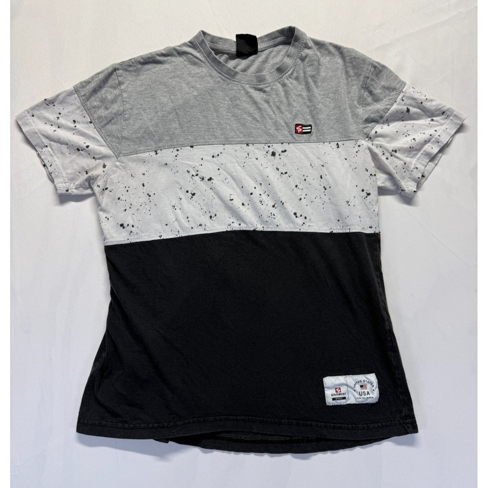 Southpole T Shirt Mens Small Multicolor Colorblock Paint Splatter Cotton‎ Casual